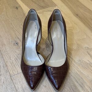 Marc Fisher Dark Brown Croc-Embossed Heels